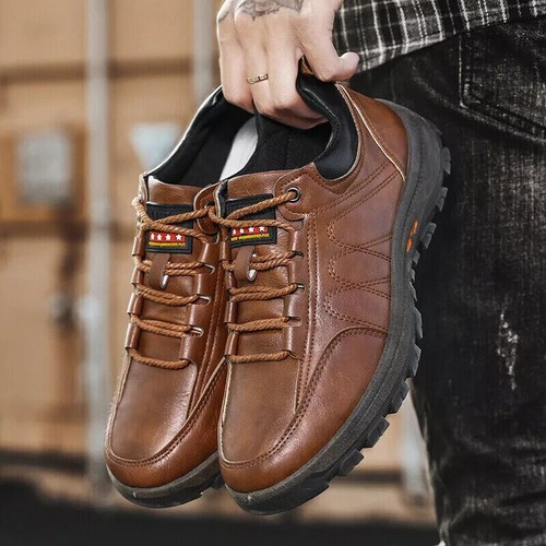 Mens leather shoes trainers - leather,